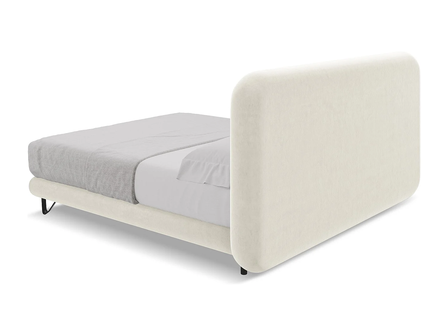 Lit capitonné + matelas en velours 180 x 200 - beige clair - ILIMA