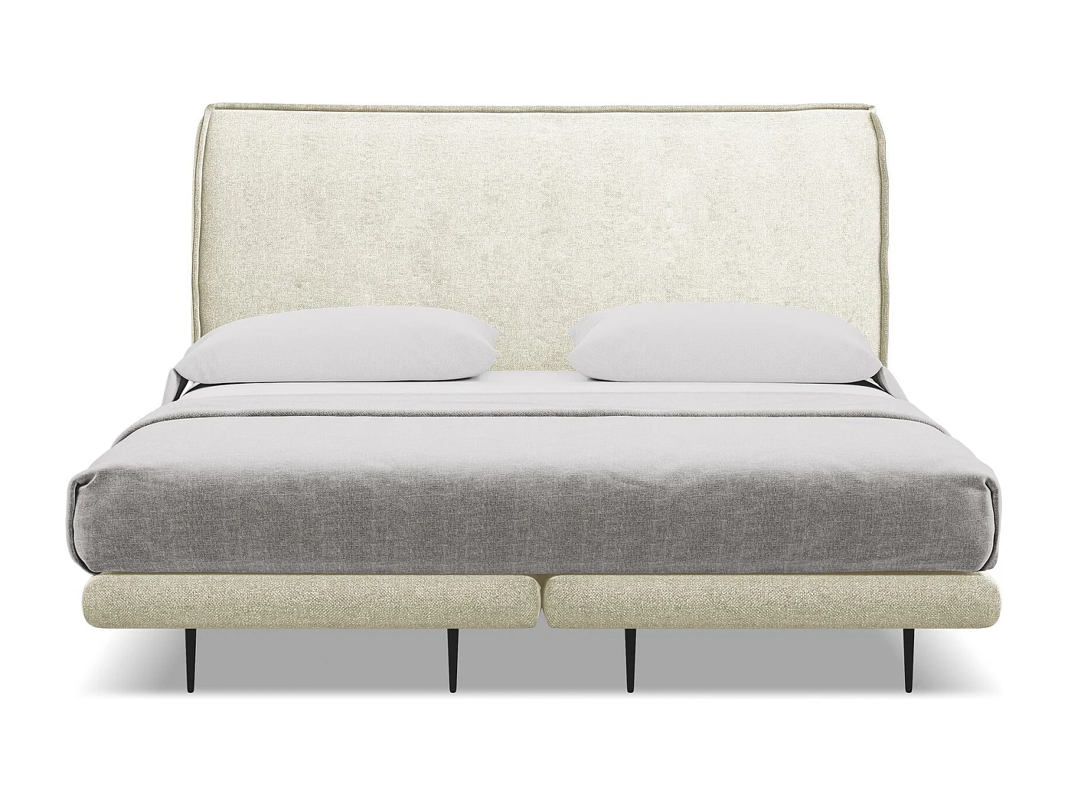 Tweepersoonsbed + matras 188 x 222 - chenille stof - beige - HALIA