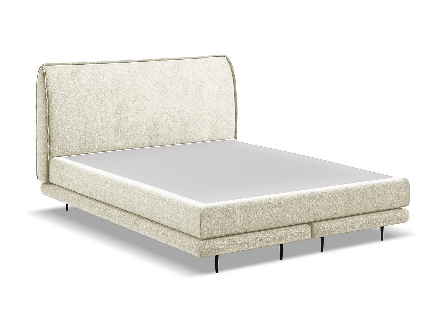Lit capitonné + matelas en tissu chenille 180 x 200 - beige - HALIA