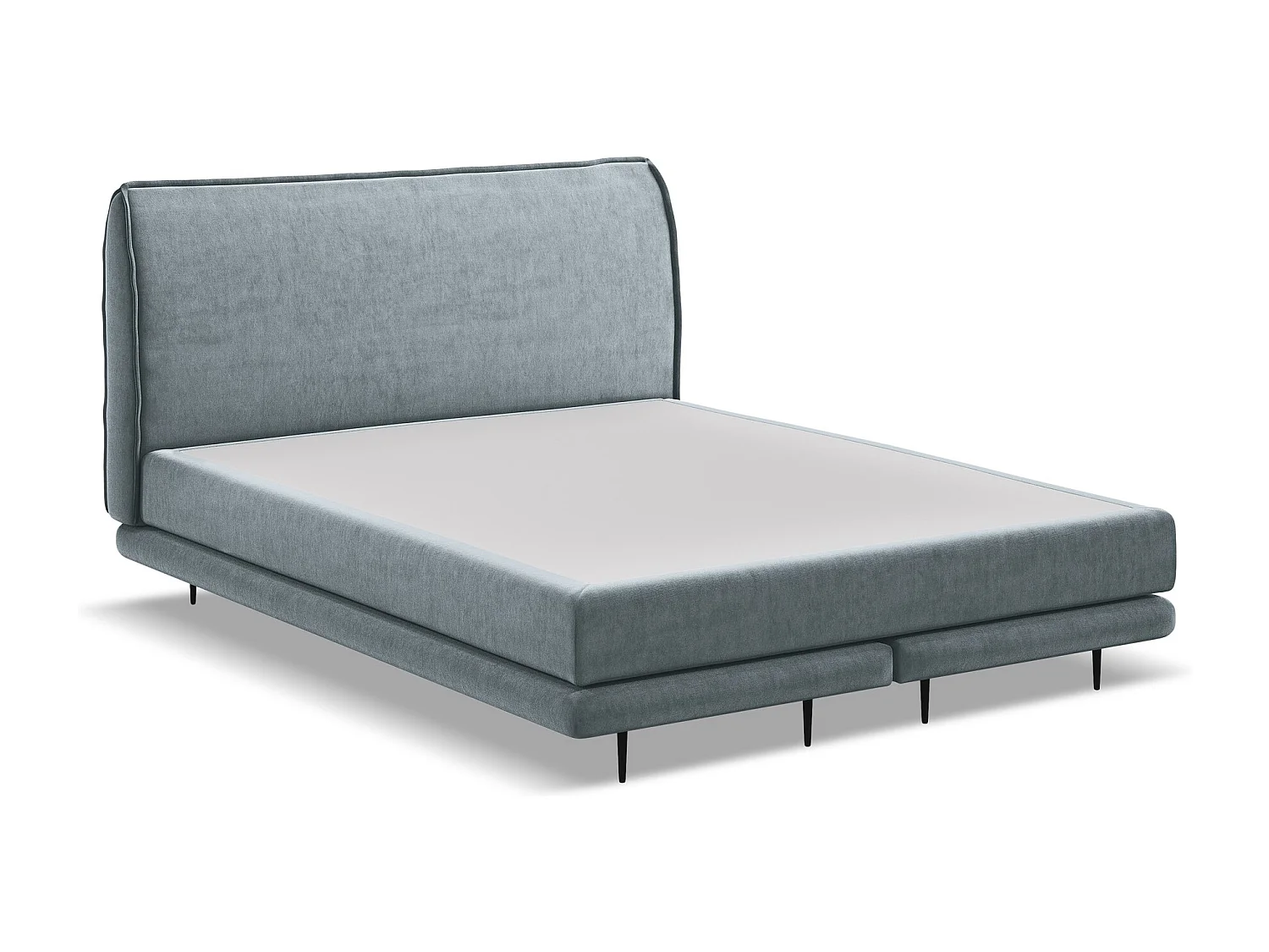 Lit capitonné + matelas en velours 160 x 200 - bleu clair - HALIA
