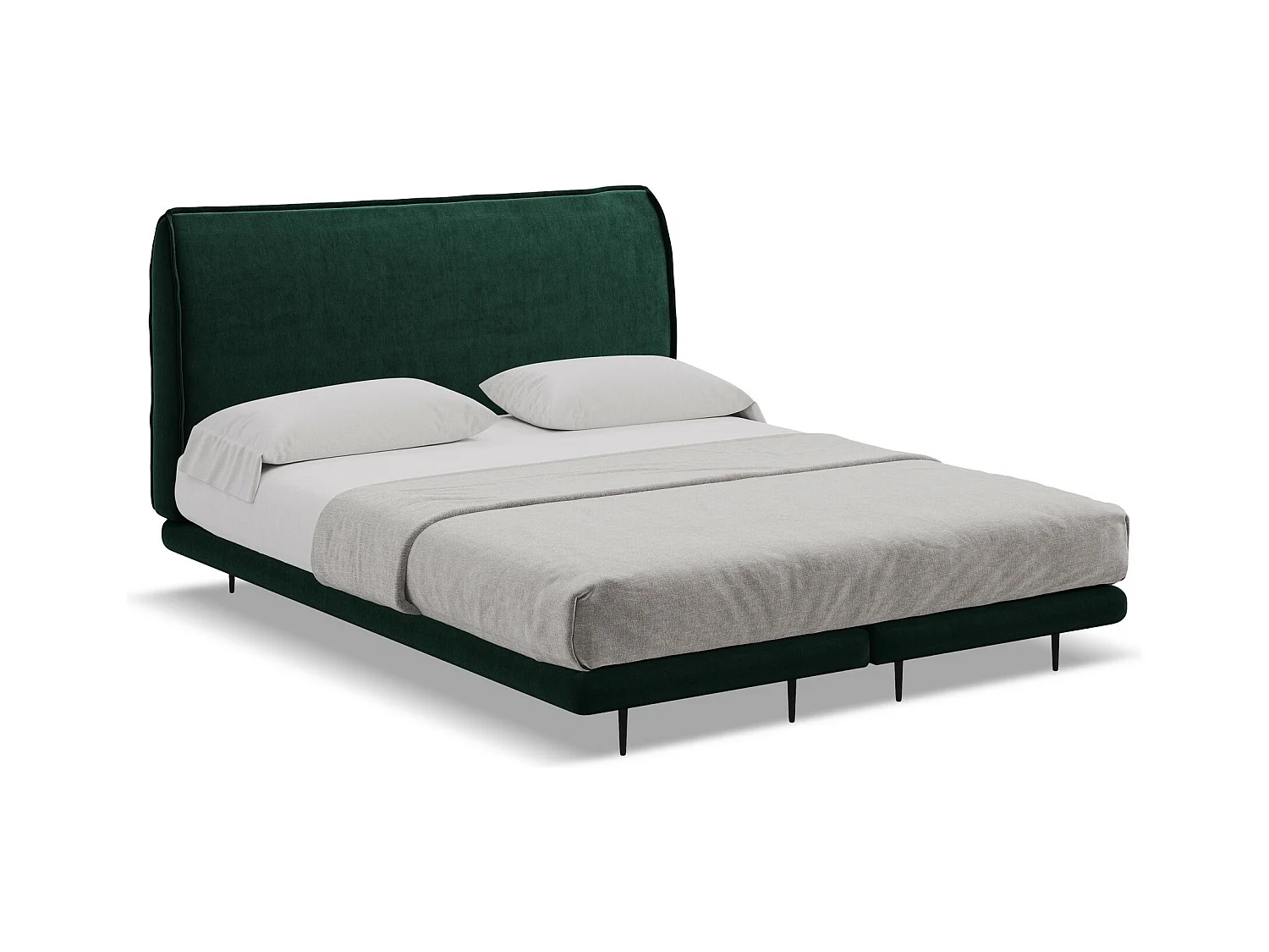 Bett mit Matratze - 148 x 222 - Samt - Flaschengrün - HALIA