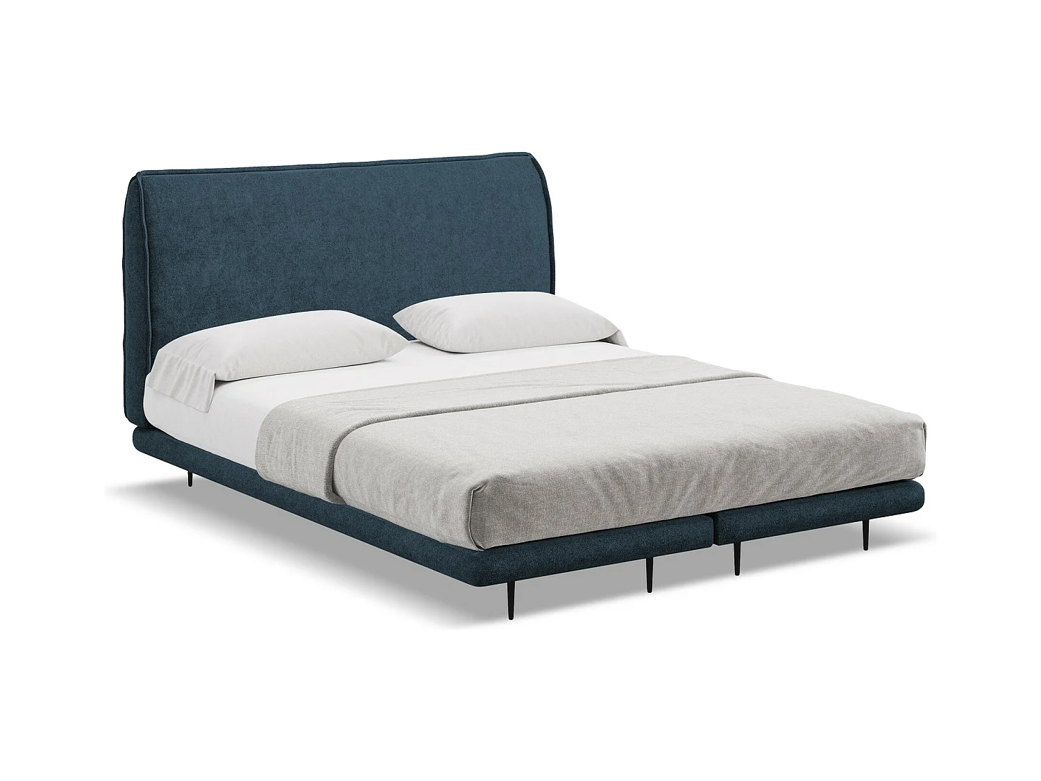 Bett mit Matratze - 148 x 222 - Bouclé - Königsblau - HALIA
