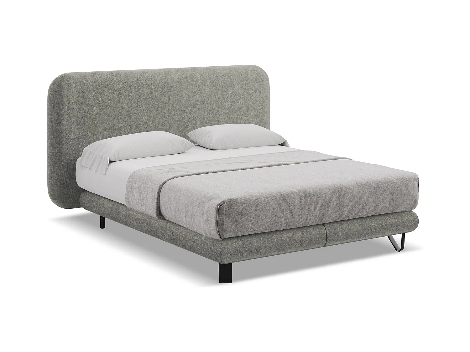 Lit capitonné + matelas en tissu bouclette 180 x 200 - éléphant - ILIMA