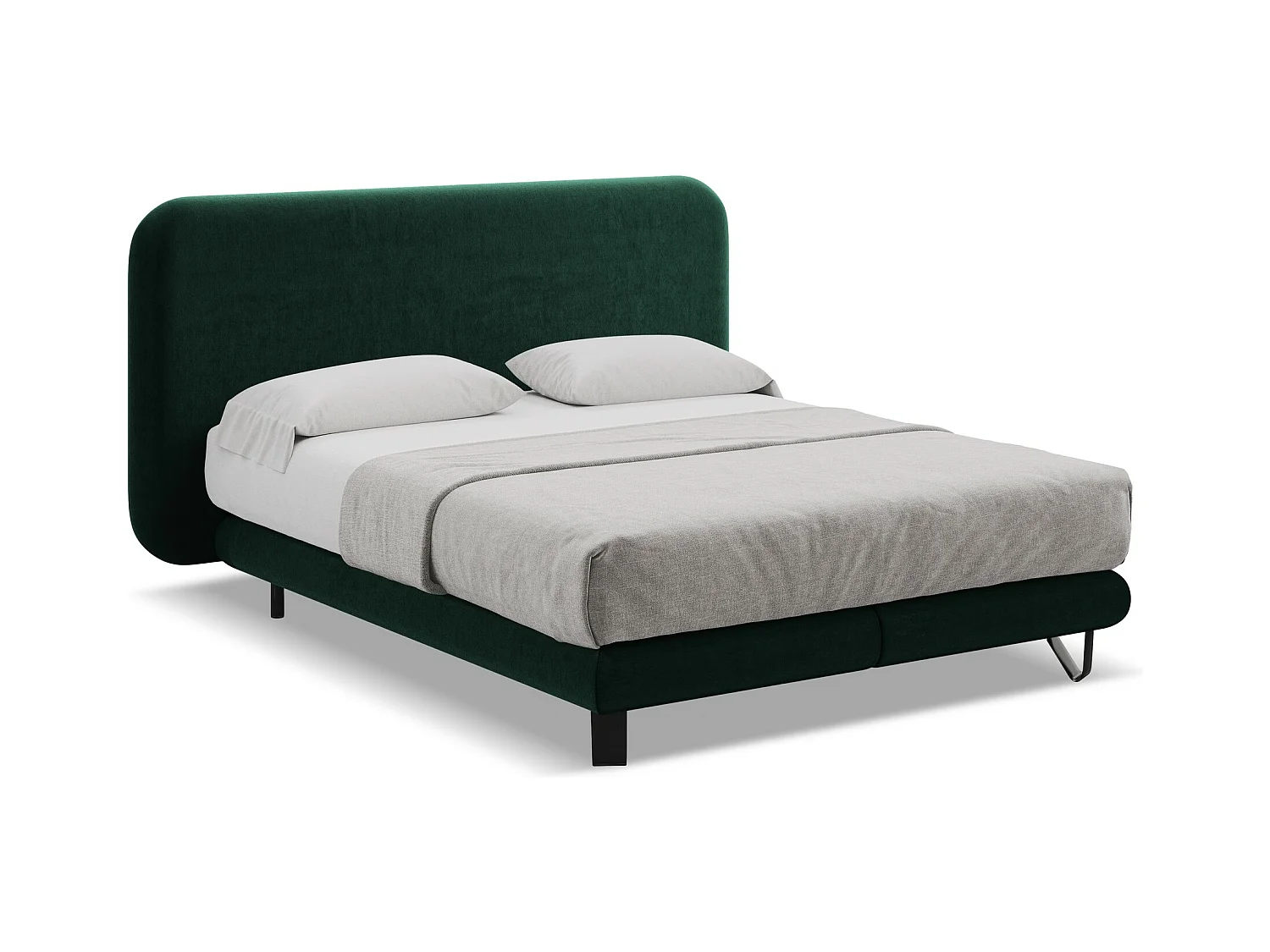 Bett mit Matratze - 194 x 220 - Samt - Flaschengrün - ILIMA