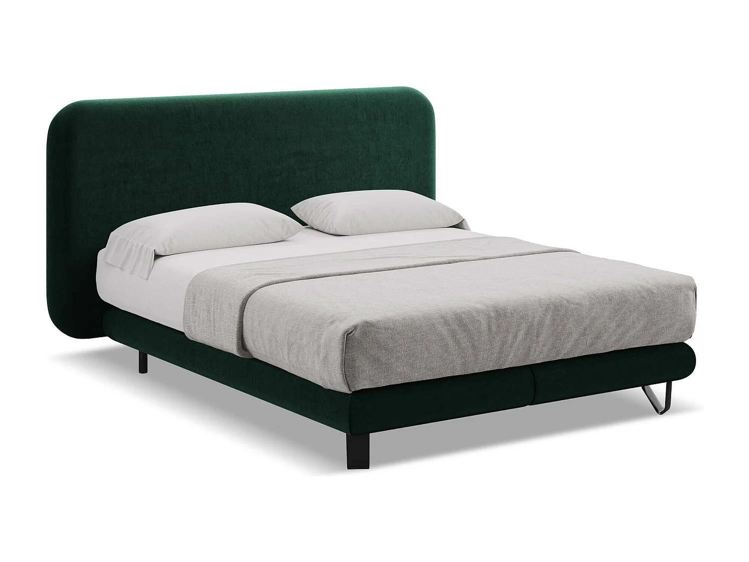Lit capitonné + matelas en velours 160 x 200 - bouteille verte - ILIMA