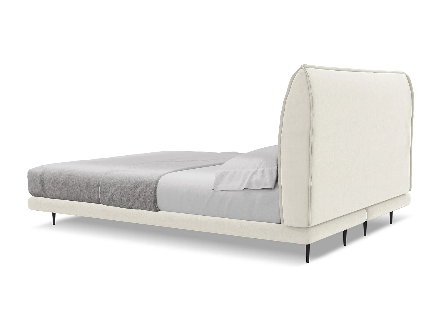 Tweepersoonsbed + matras 148 x 222 - velours - lichtbeige - HALIA