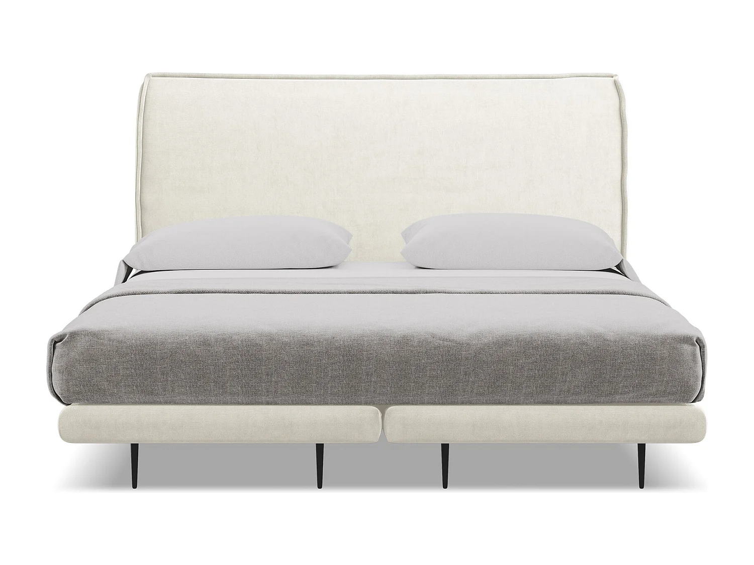 Cama estofada 140x200 cm em veludo - bege claro - HALIA