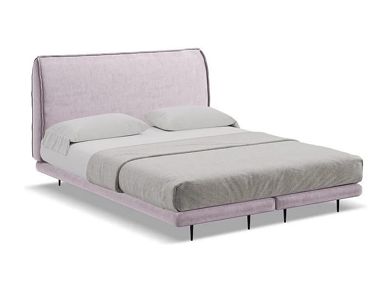 Bett mit Matratze - 168 x 222 - Samt - Lavendel - HALIA