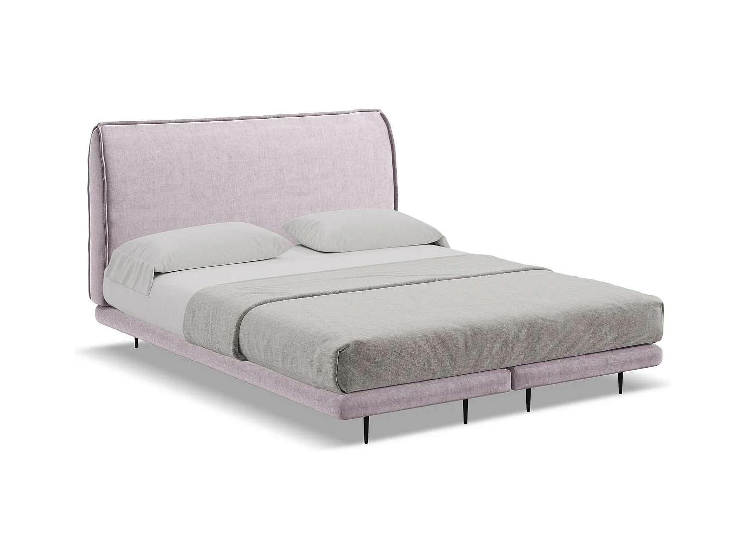 Bett mit Matratze - 168 x 222 - Samt - Lavendel - HALIA