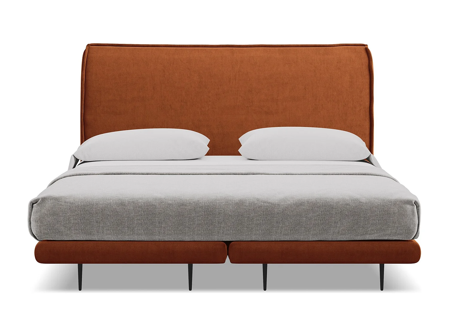 Lit capitonné + matelas en velours 180 x 200 - terre cuite - HALIA