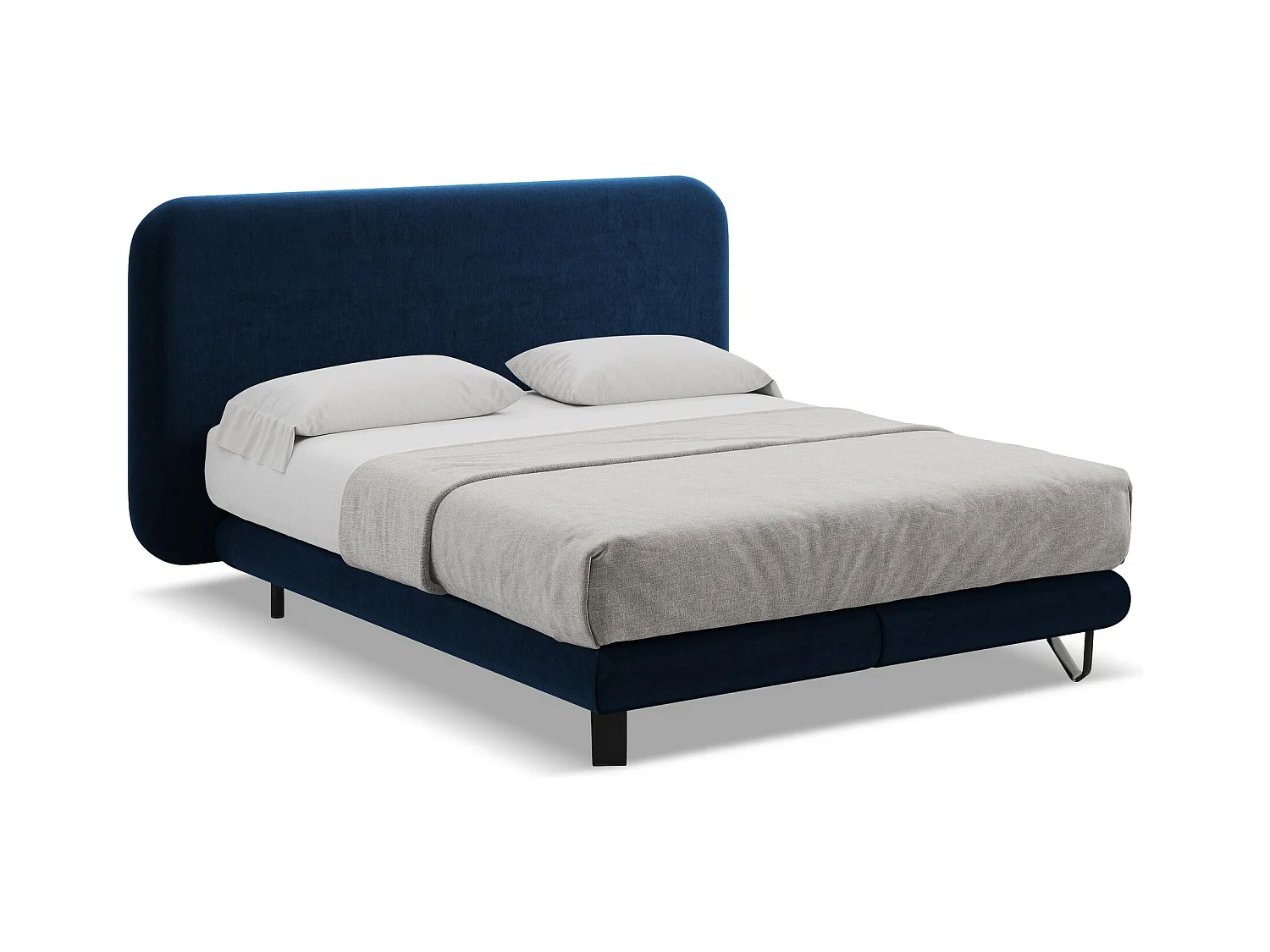 Bett mit Matratze - 214 x 220 - Samt - Königsblau - ILIMA