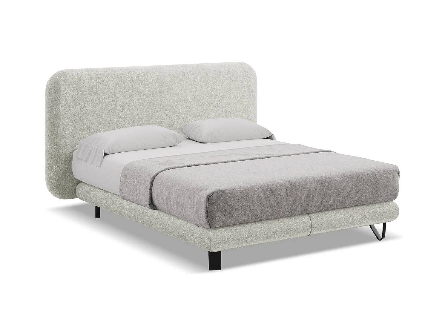 Bett mit Matratze - 214 x 220 - Bouclé - Beige - ILIMA
