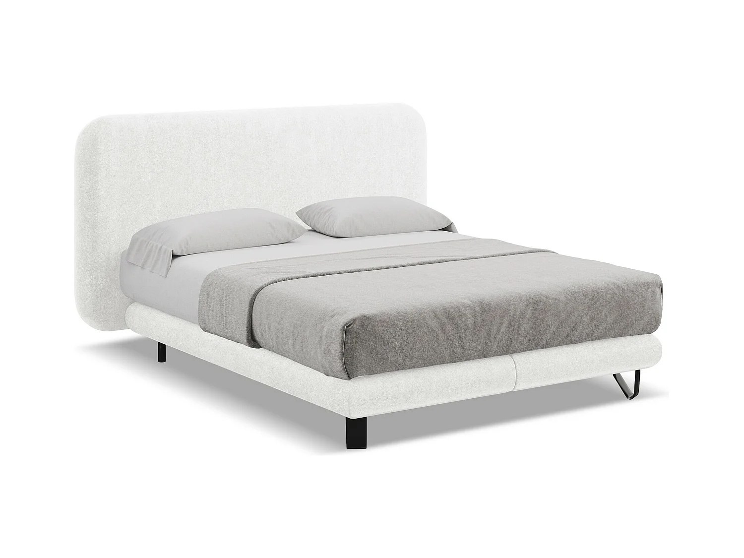 Lit capitonné + matelas en tissu bouclette 140 x 200 - blanc - ILIMA