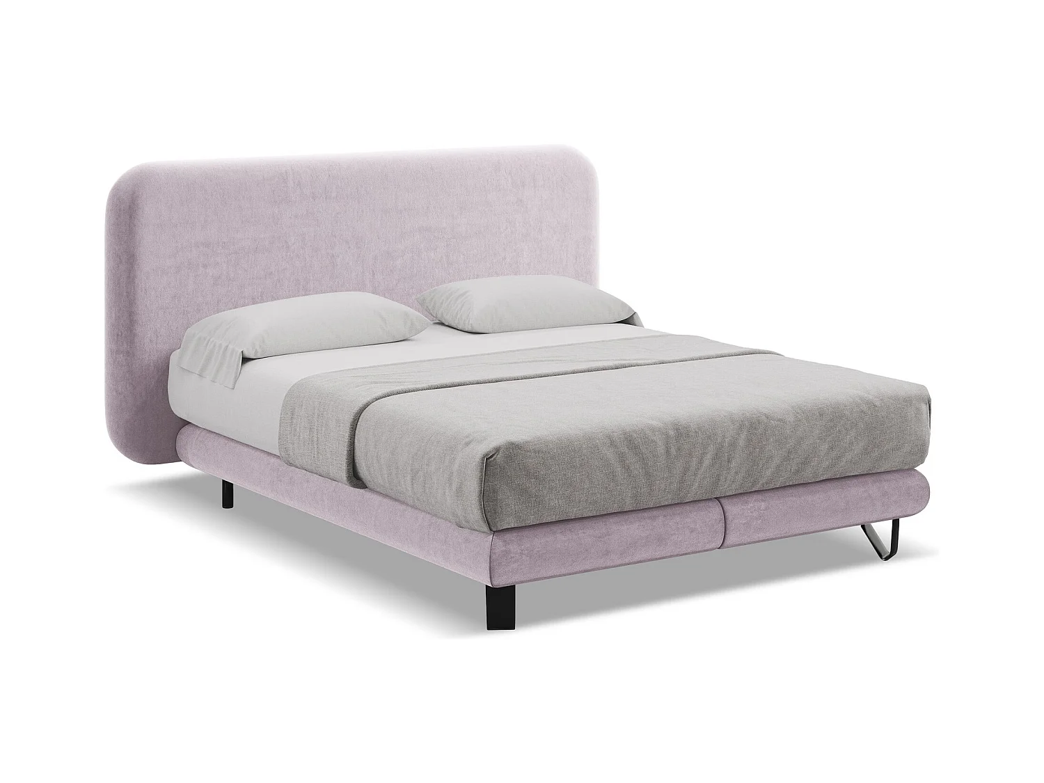 Bett mit Matratze - 174 x 220 - Samt - Lavendel - ILIMA
