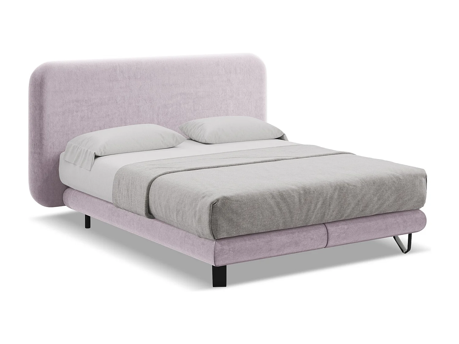 Tweepersoonsbed + matras 174 x 220 - velours - lavendel - ILIMA