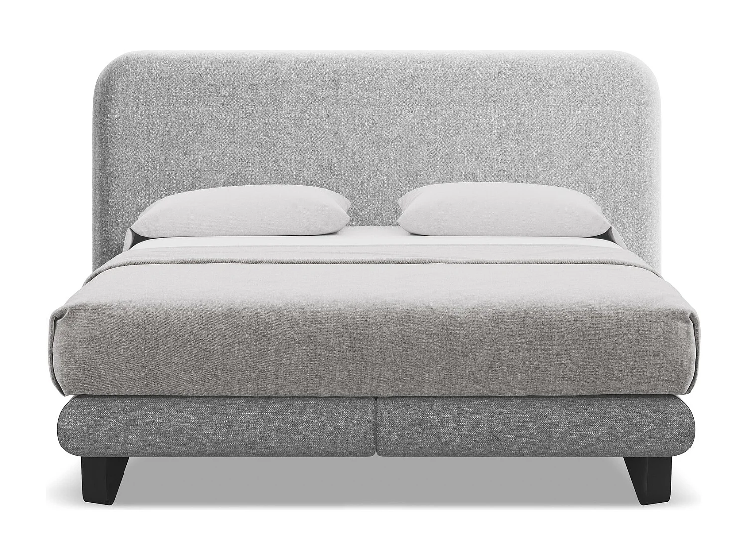 Tweepersoonsbed + matras 174 x 220 - chenille stof - lichtgrijs - ILIMA