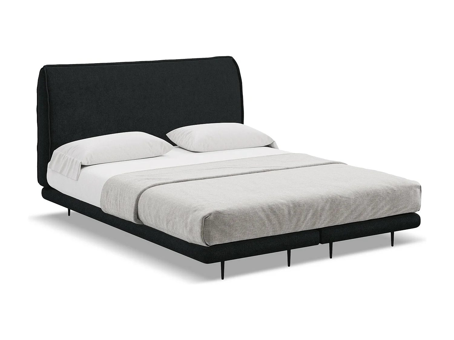 Cama estofada 140x200 cm em tecido bouclé - preto - HALIA
