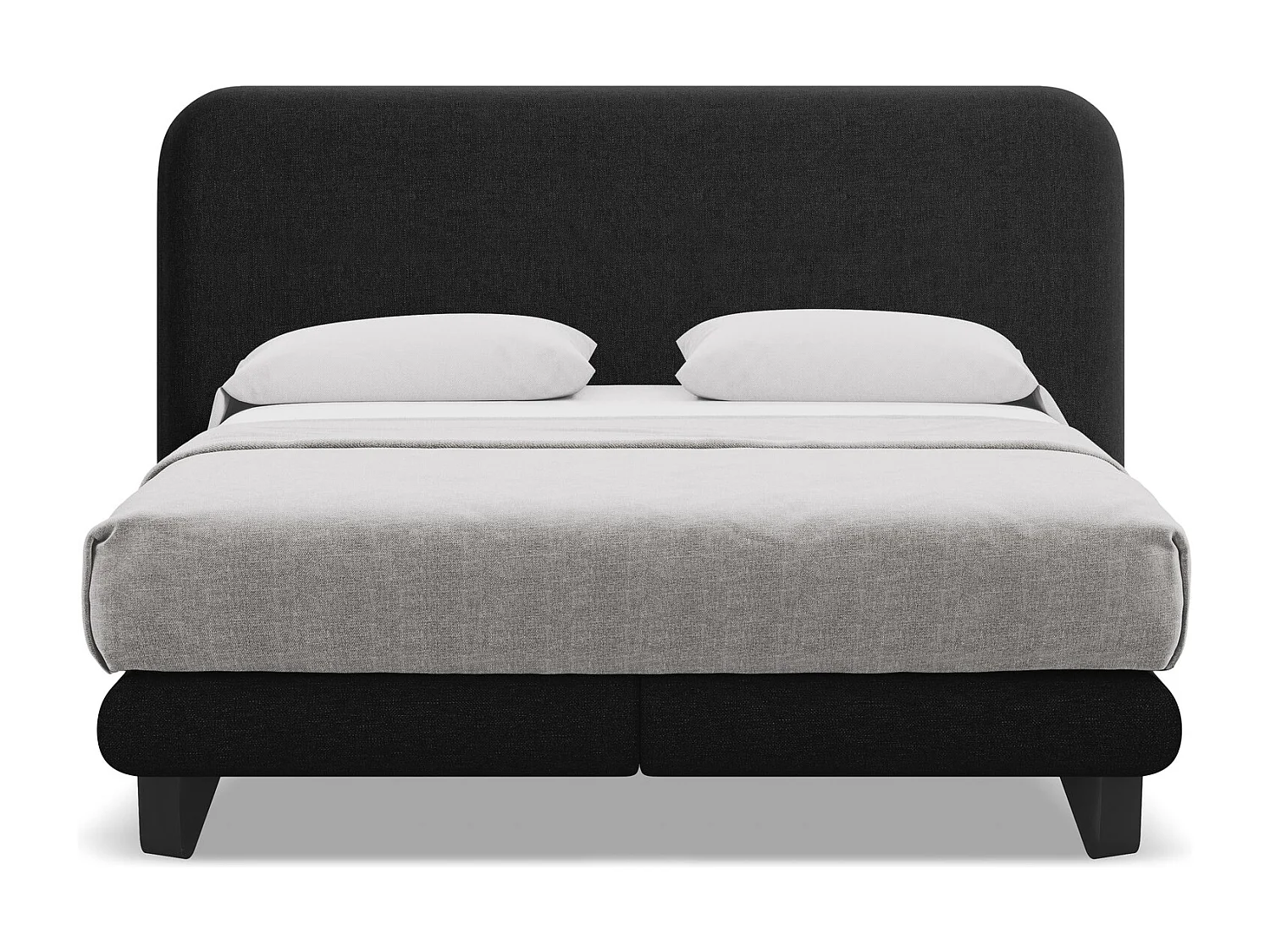 Lit capitonné + matelas en tissu chenille 160 x 200 - noir - ILIMA