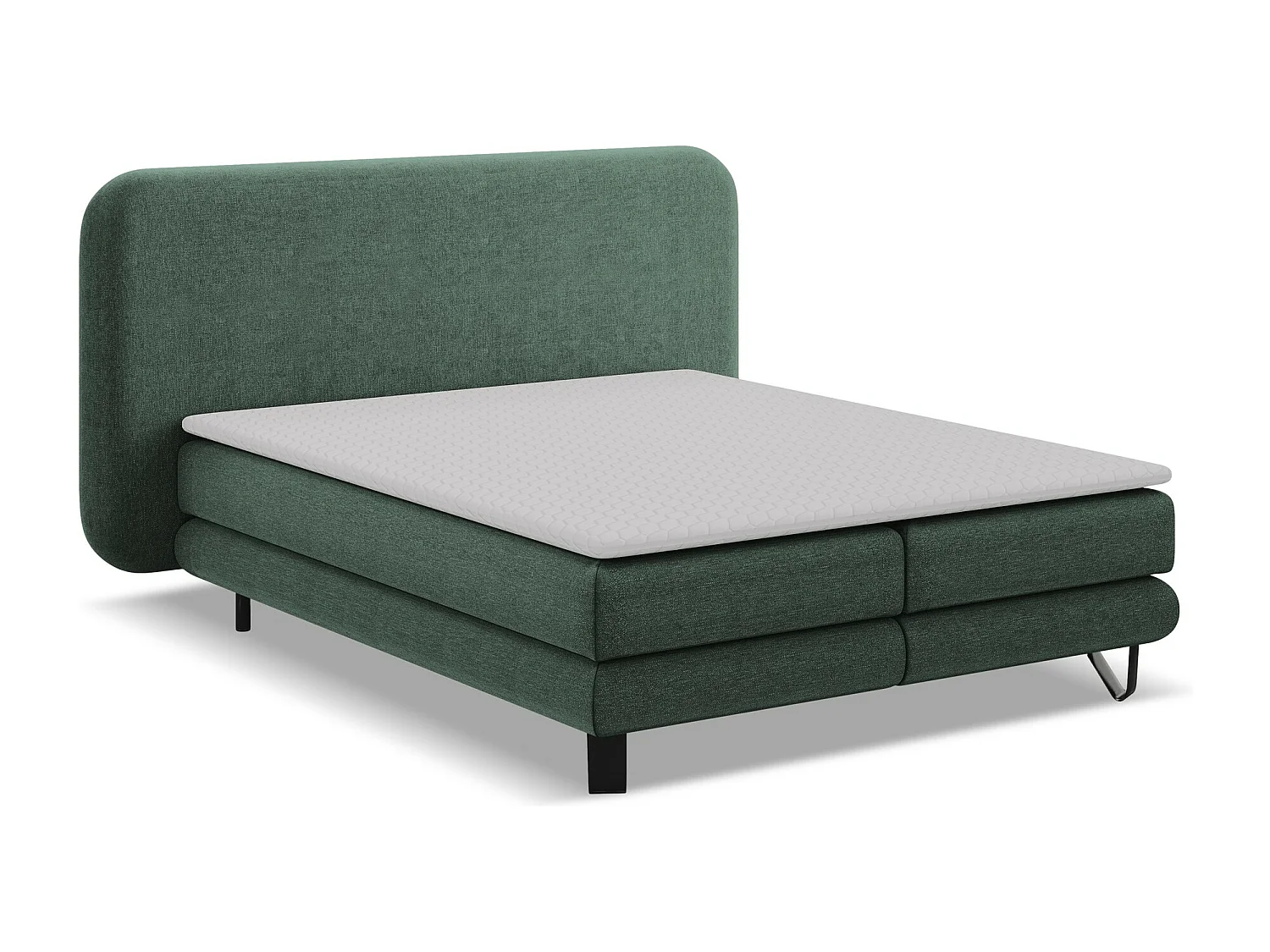 Lit capitonné + matelas en tissu chenille 180 x 200 - vert - ILIMA