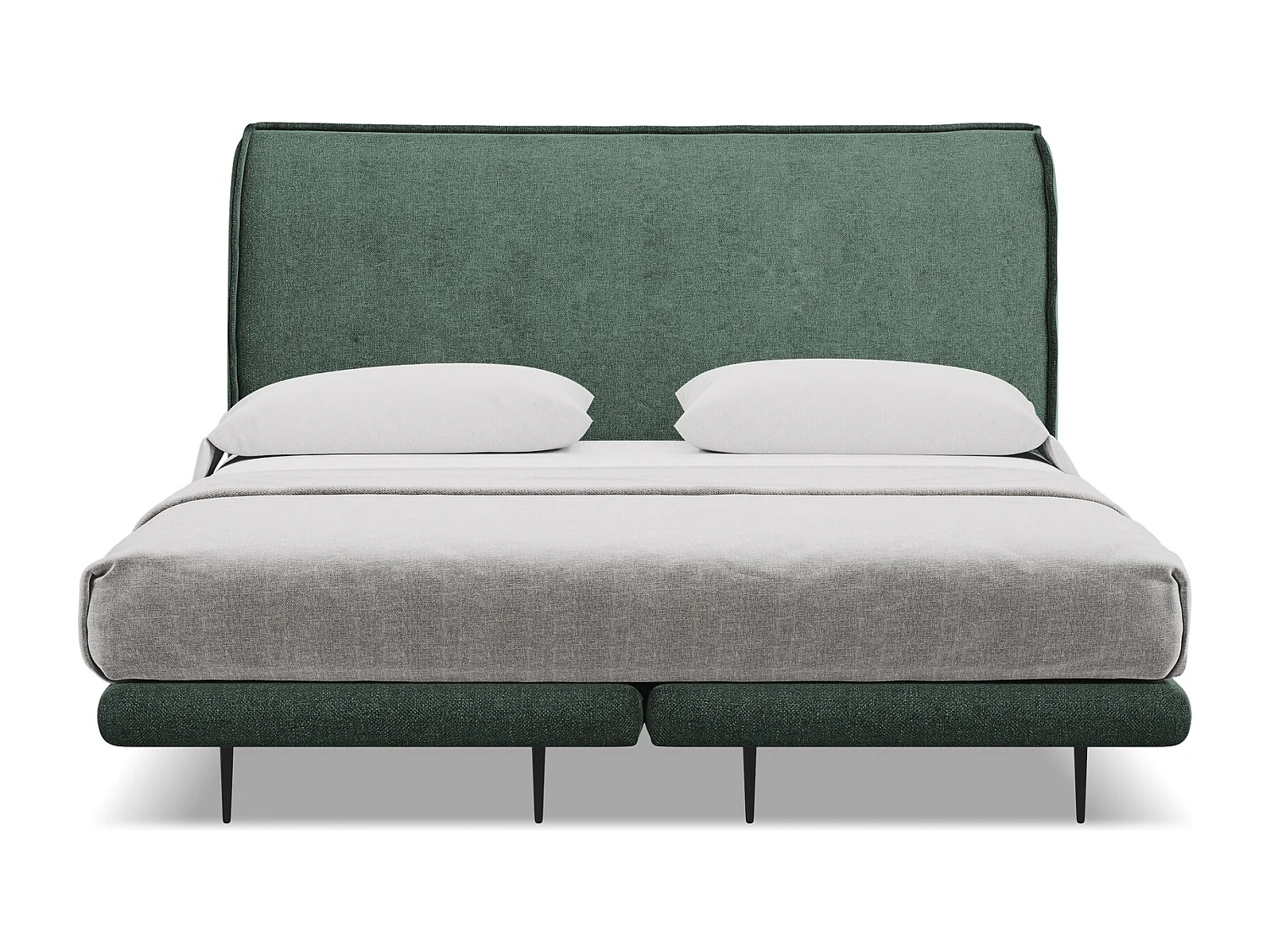 Tweepersoonsbed + matras 188 x 222 - chenille stof - groente - HALIA