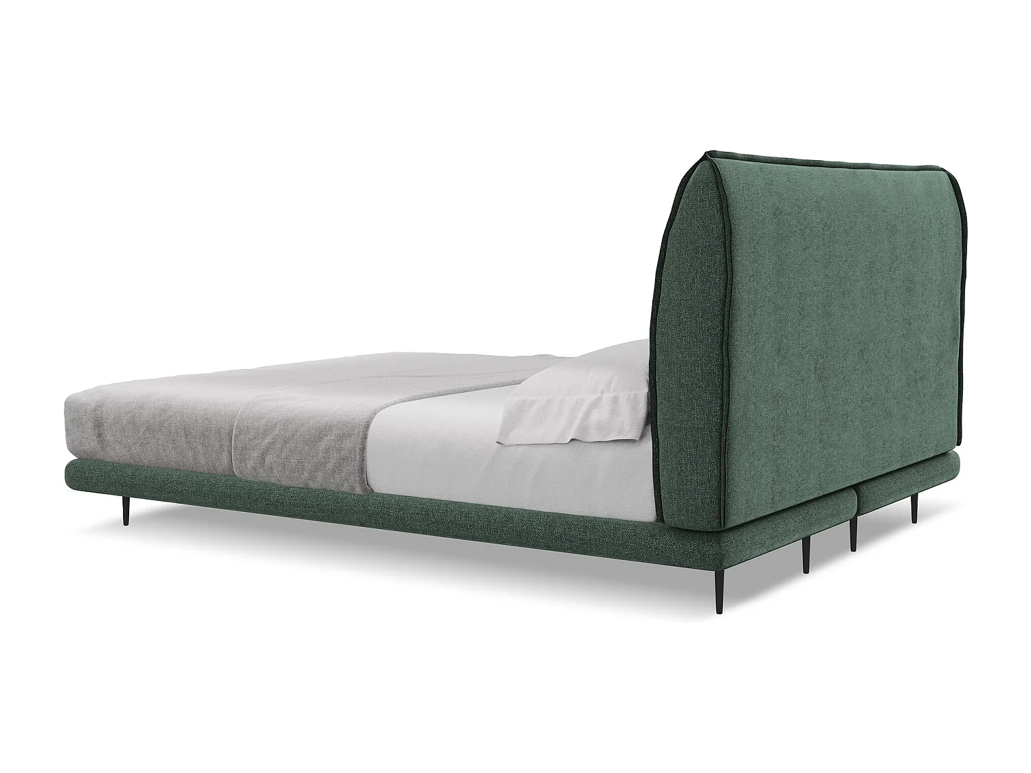 Lit capitonné + matelas en tissu chenille 180 x 200 - vert - HALIA