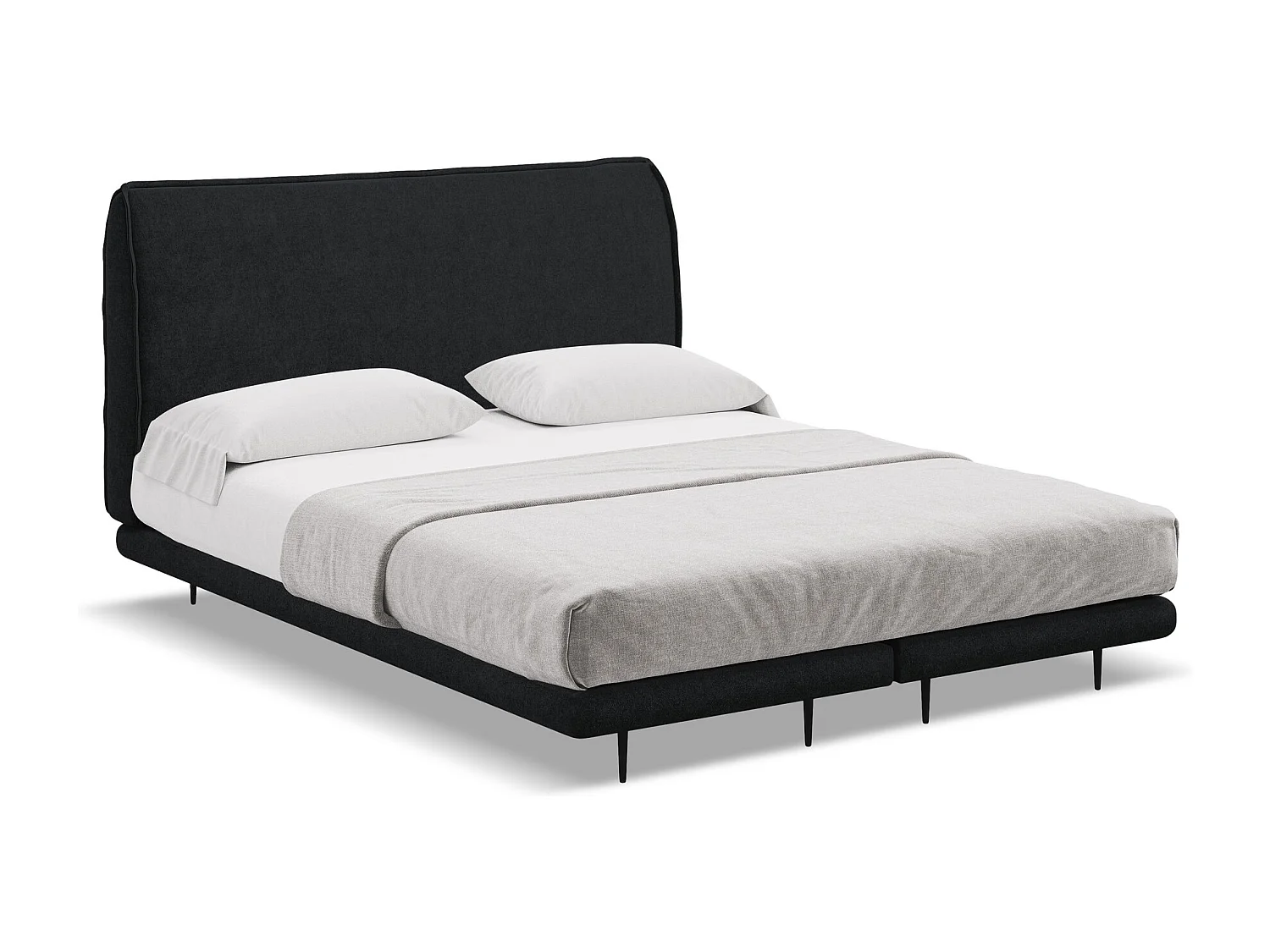 Cama estofada 180x200 cm em tecido bouclé - preto - HALIA