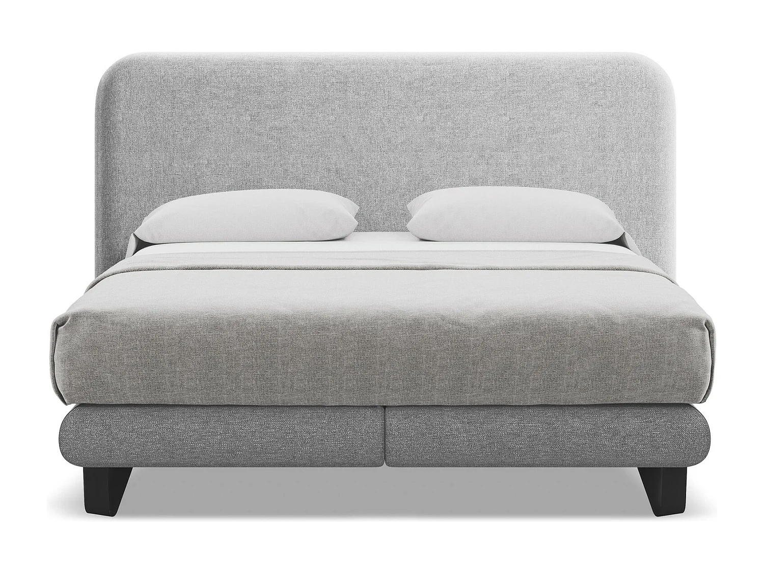 Bett mit Matratze - 214 x 220 - Chenille - Hellgrau - ILIMA