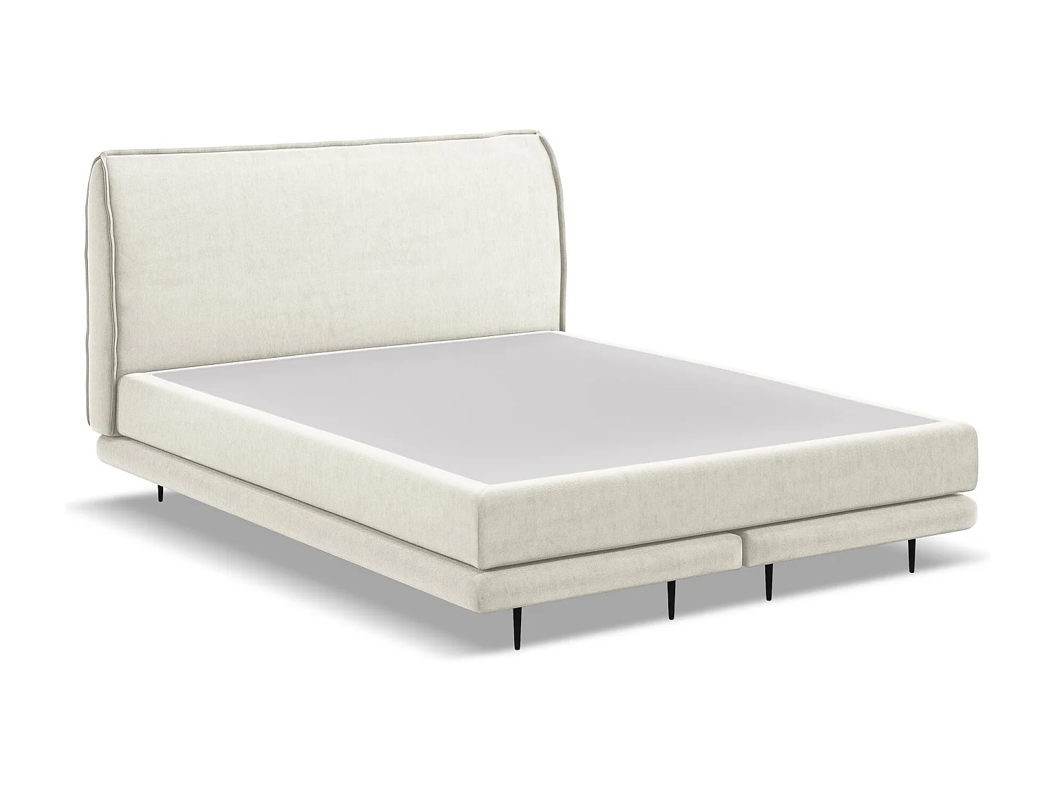 Lit capitonné + matelas en velours 160 x 200 - beige clair - HALIA