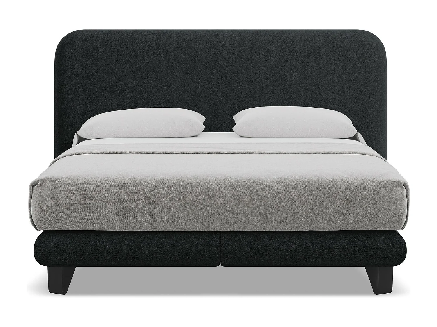 Lit capitonné + matelas en tissu bouclette 160 x 200 - noir - ILIMA