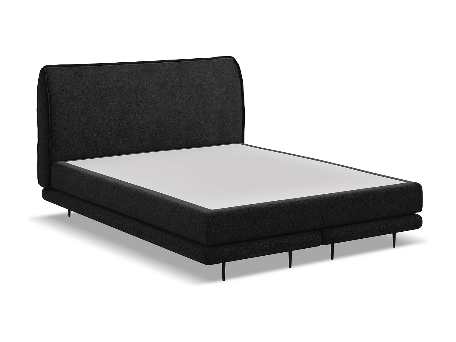 Lit capitonné + matelas en tissu chenille 180 x 200 - noir - HALIA