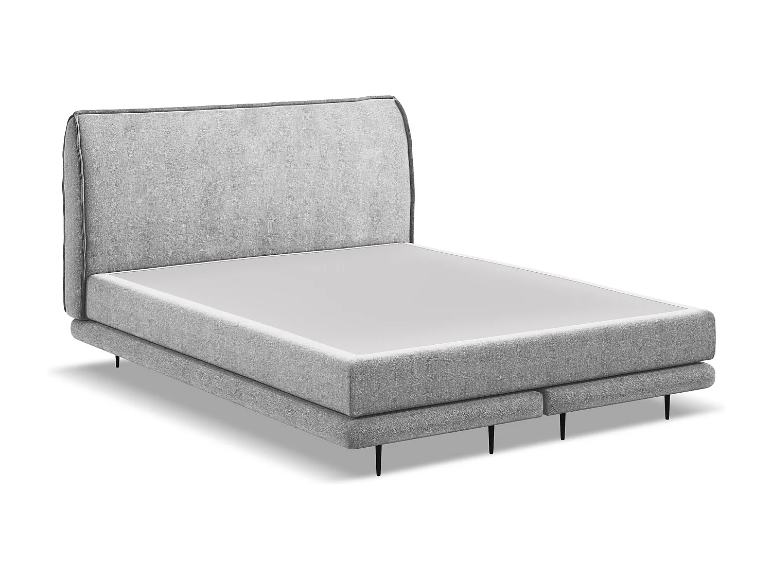 Tweepersoonsbed + matras 148 x 222 - chenille stof - lichtgrijs - HALIA