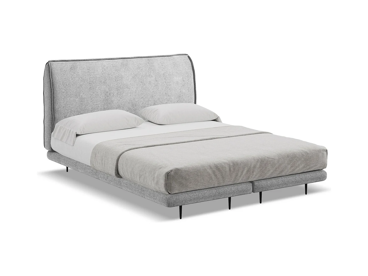 Bett mit Matratze - 148 x 222 - Chenille - Hellgrau - HALIA