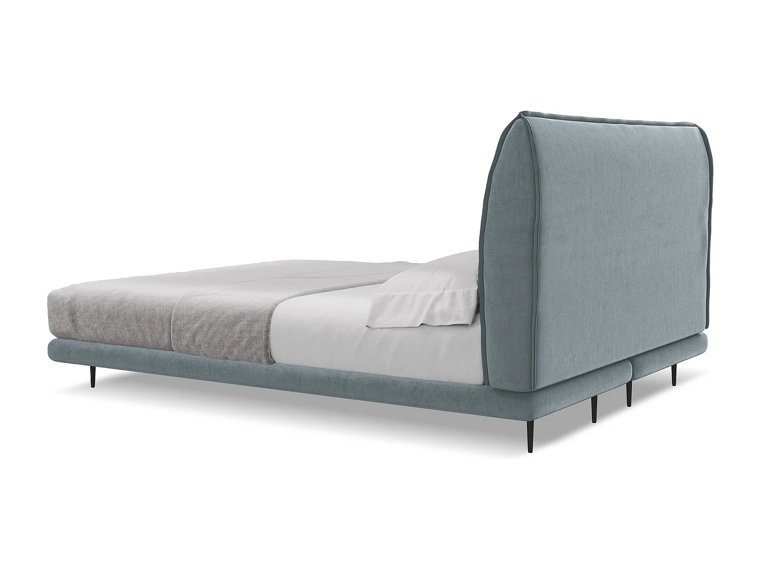 Tweepersoonsbed + matras 148 x 222 - velours - lichtblauw - HALIA