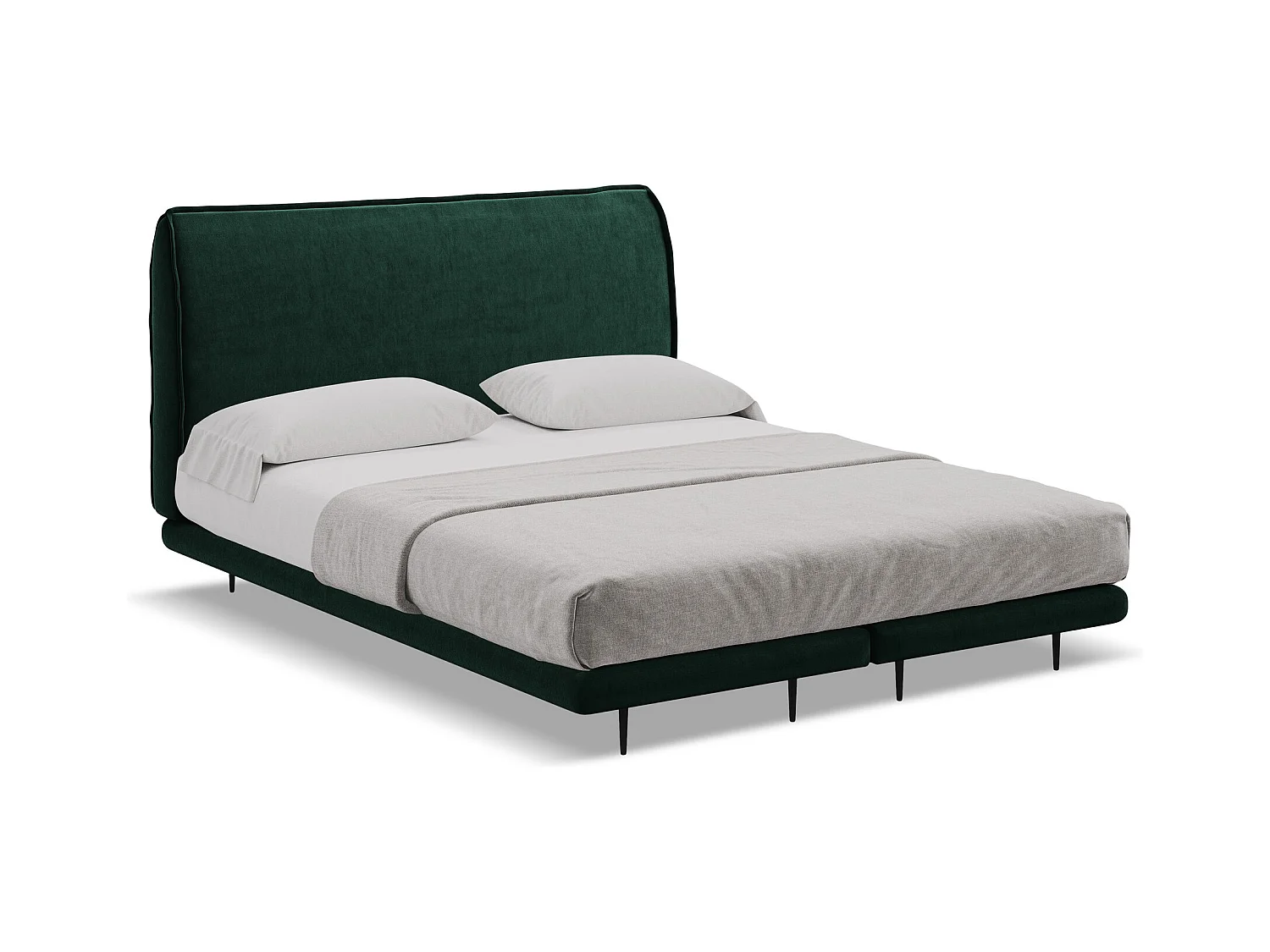 Bett mit Matratze - 168 x 222 - Samt - Flaschengrün - HALIA