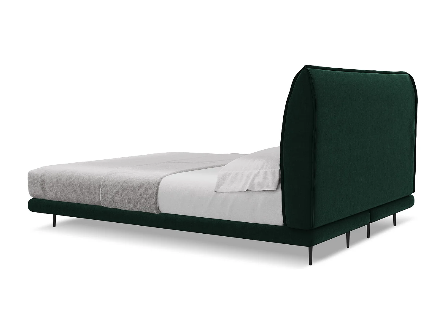 Lit capitonné + matelas en velours 160 x 200 - bouteille verte - HALIA
