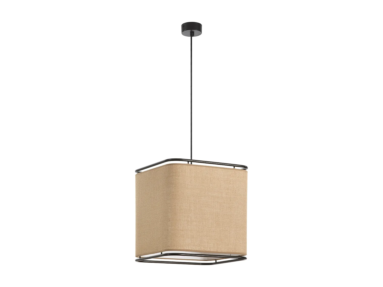 AKIRO plafondlamp moderne stijl - Breedte 35 x H 130 cm max - lampenkap H 36 cm - E27 15W - IP20 - zwart - Staal en linnen - zak