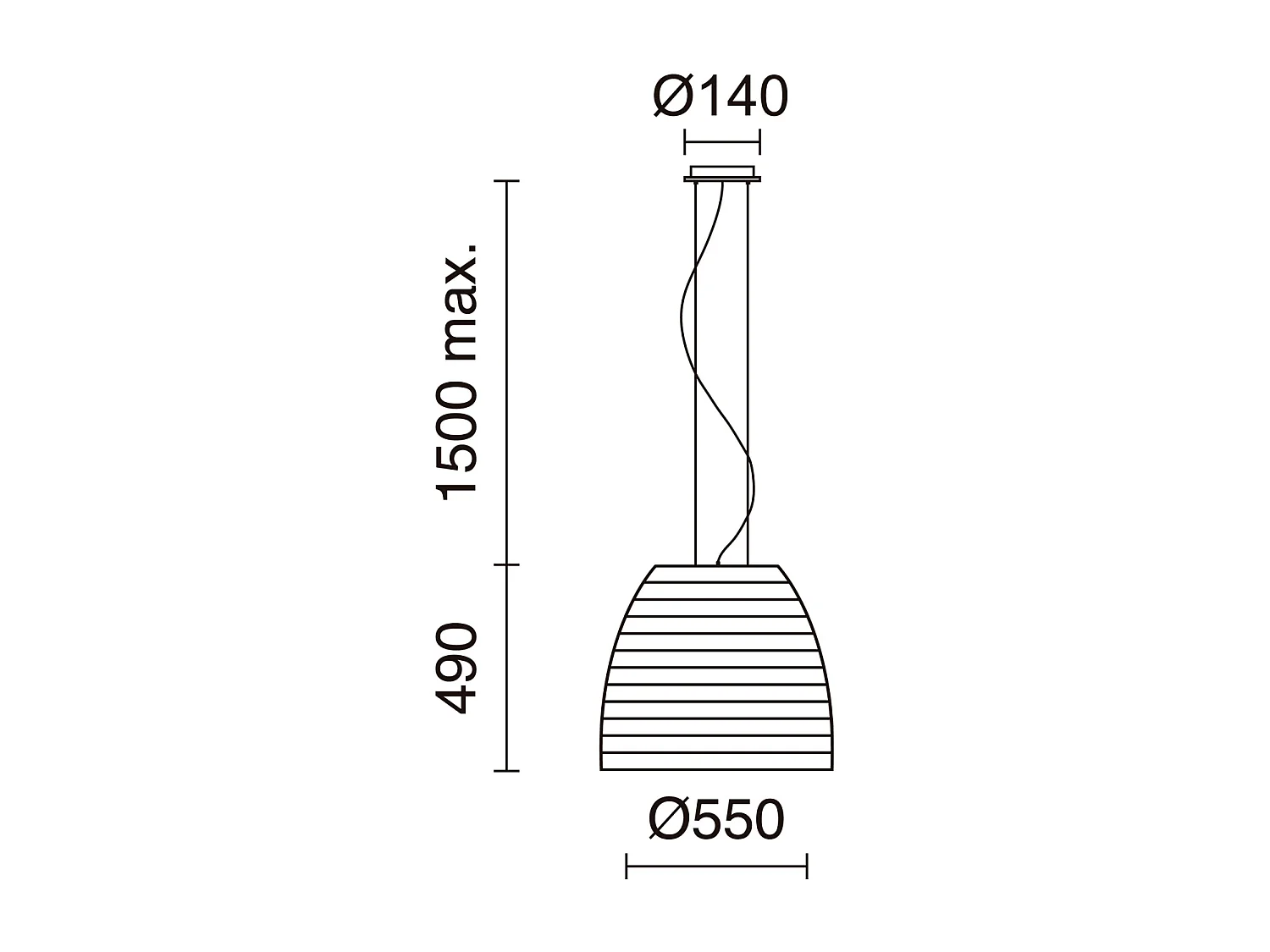 Lampada da soffitto moderna Twist-h.150cm x d.ø55cm-gx53 led t2 6w-480lm,3k-ip20-legno