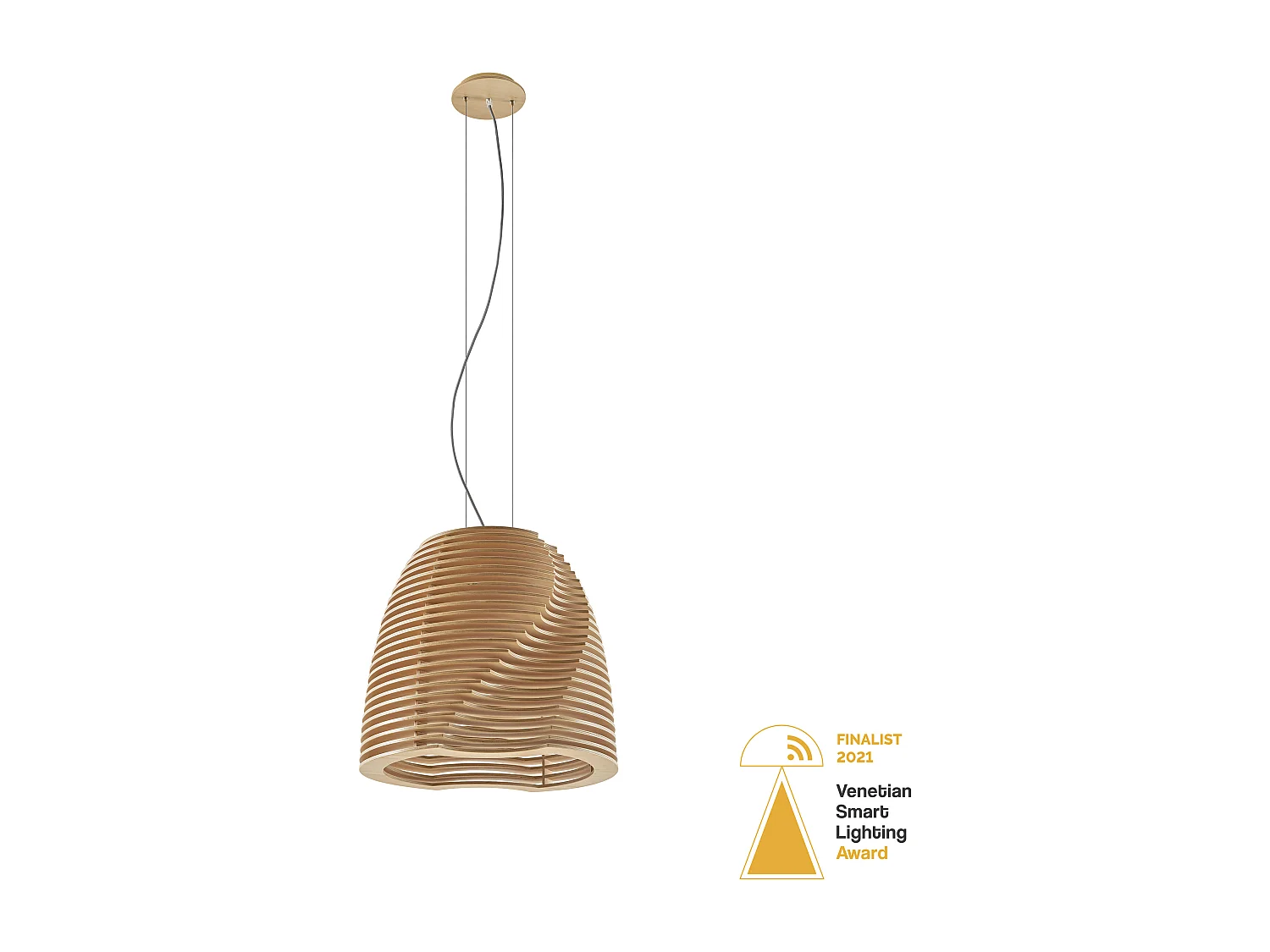 Lampada da soffitto moderna Twist-h.150cm x d.ø55cm-gx53 led t2 6w-480lm,3k-ip20-legno