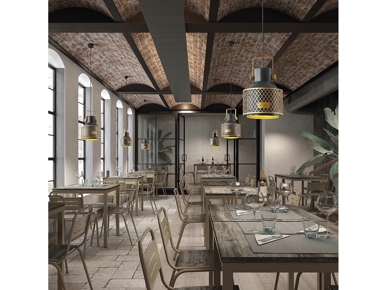 TOSCA moderne stijl plafondlamp - D. 20,4 cm x H. 150 cm - E27 60W - IP20 - binnen - staal en aluminium - blauw en goud