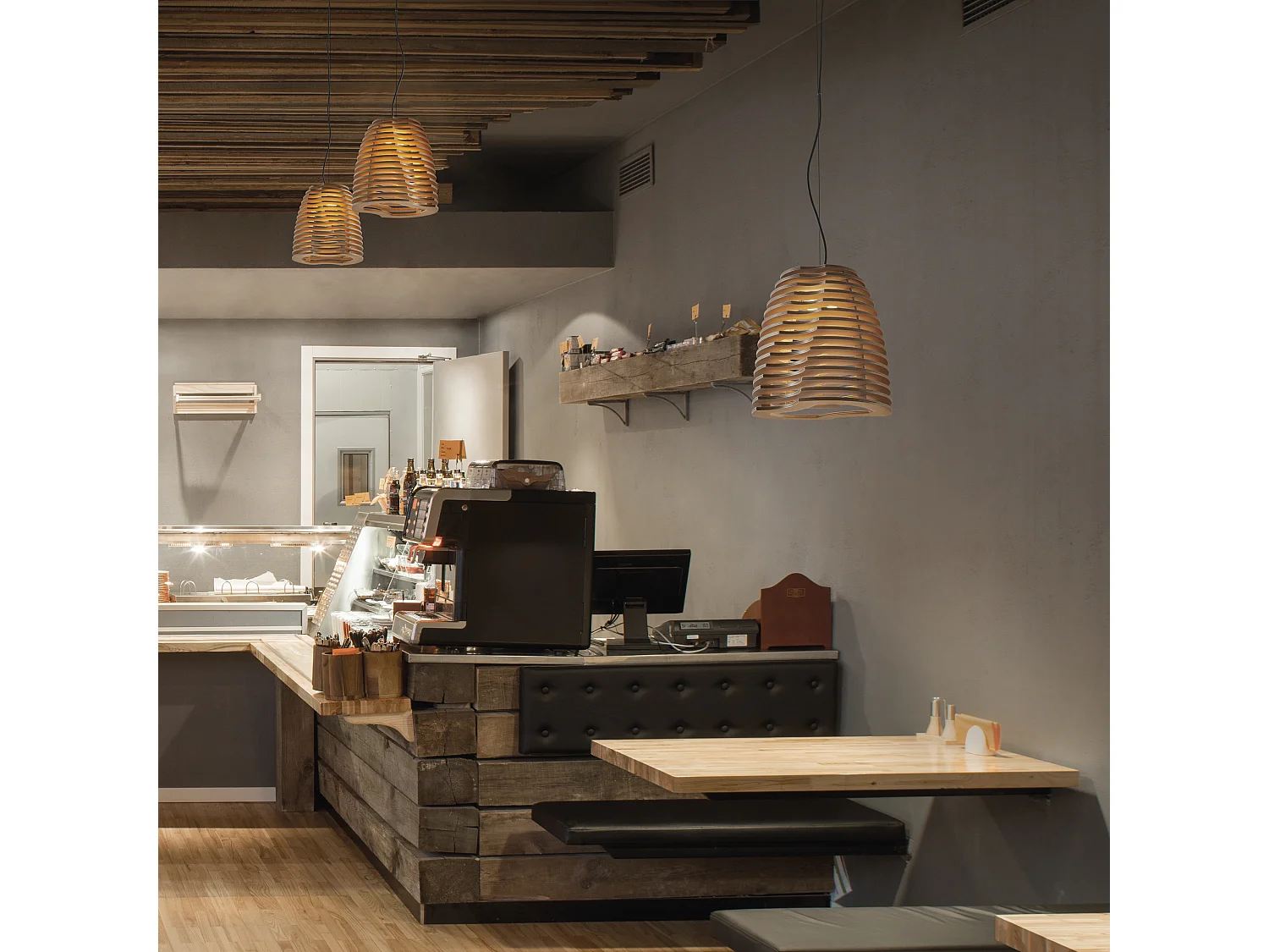 Lampa sufitowa TWIST w stylu nowoczesnym i skandynawskim - wys. 150 cm x g?. ø30 cm - led GX53 T2 6W - 480lm i 3000K - ip20 - drewno bukowe