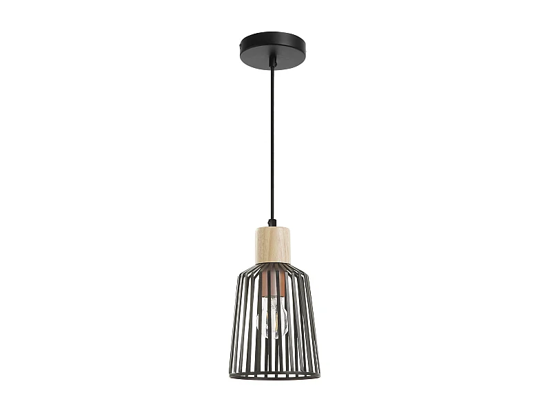 Lampa sufitowa BAGUET w nowoczesnym stylu - wys. 120 cm x g?. ø16 cm - E27 42W - ip20 - stal i drewno - czarny
