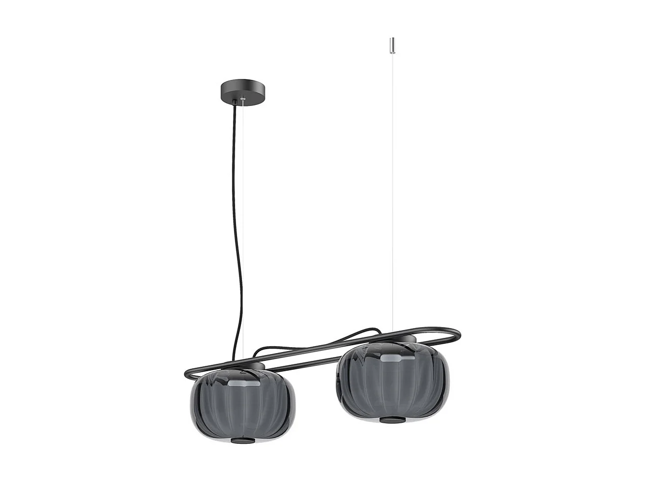 Candeeiro de teto estilo clássico KRISTA - 2x LED SMD AC 10W - 1660lm e 2700K - abat-jour em vidro ø24 cm x A. 130 cm - Aço e azul - IP20