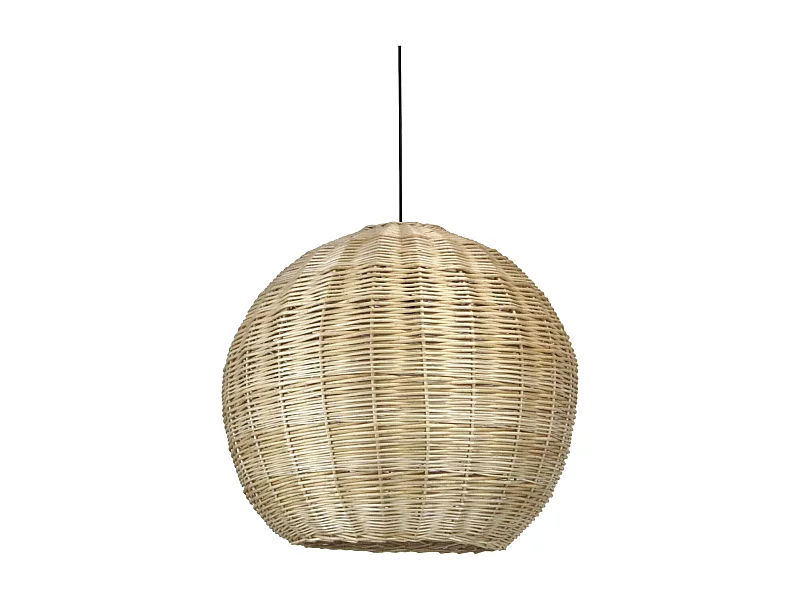 Lampada da soffitto moderna naturale-h.130cm x d.ø70cm-e27 15w-acciaio, midollino ch.iaro-ip20