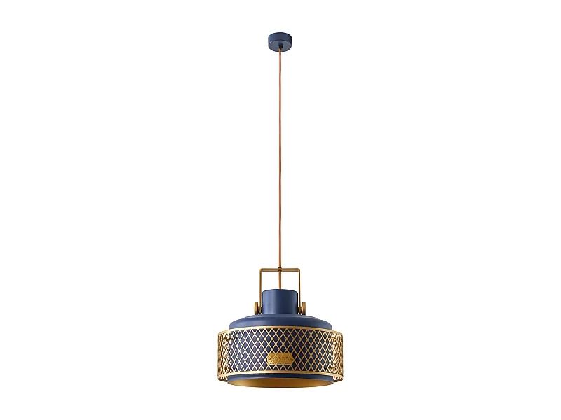 TOSCA moderne stijl plafondlamp - D. 33 cm x H. 150 cm - E27 60W - IP20 - binnen - staal en aluminium - blauw en goud