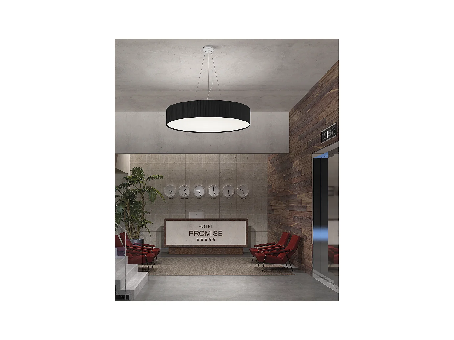 Candeeiro de teto estilo moderno VORADA - D. ø30 cm x A. 150 cm - LED COB AC 12W - 1030 lm Y 3K - IP20 - abat-jour de fita sintética plissada - aço e branco