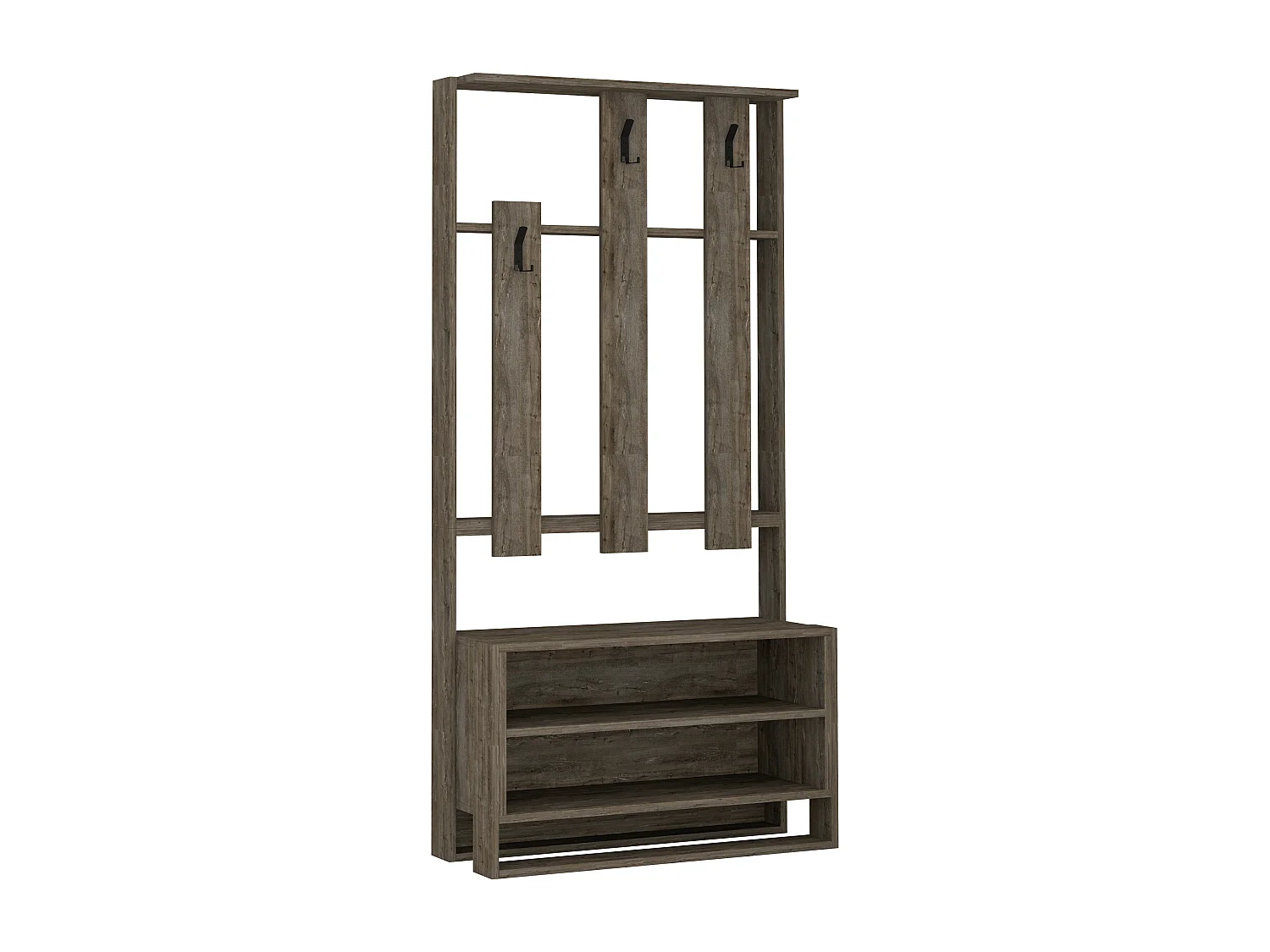 Decortie Café Foncé 36x90x180cm Porte-manteau avec 2 niveaux, panneau de particules, métal, rectangulaire, Chester