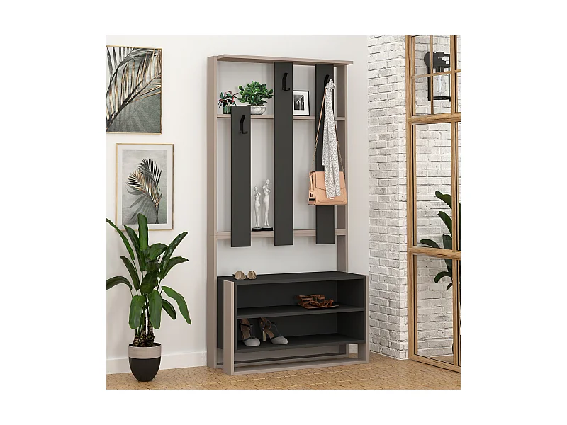 Garderobenset CHESTER -  Mokka-Anthrazit - 90 x 36 x 180 cm