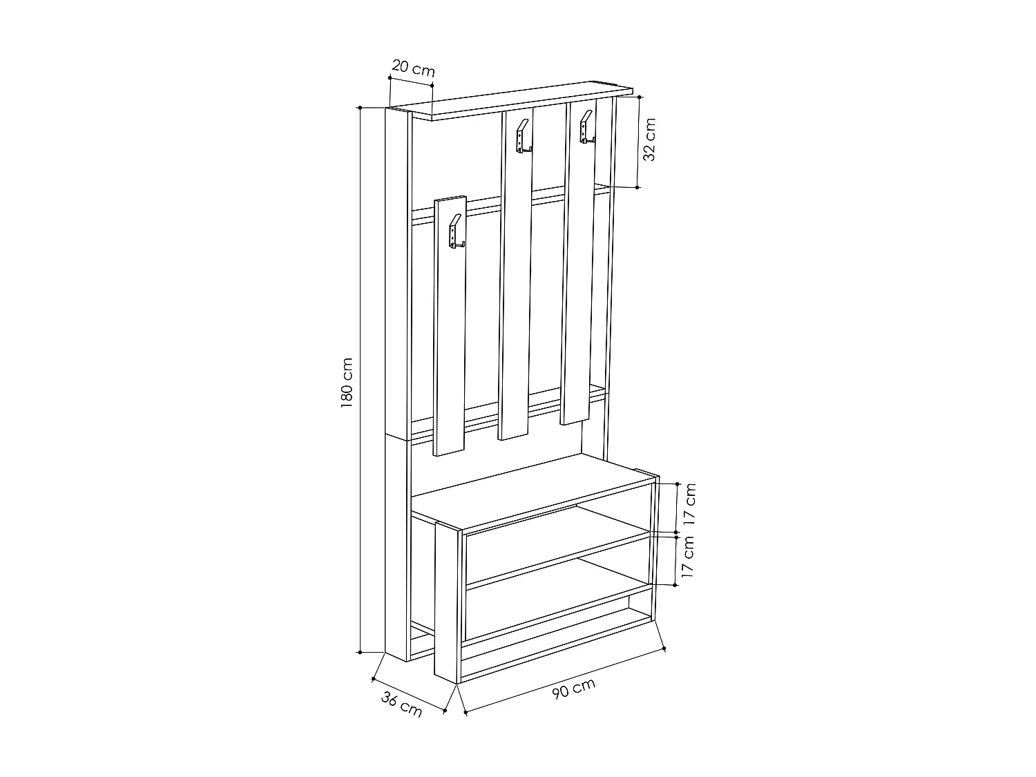 Garderobenset CHESTER -  Mokka-Anthrazit - 90 x 36 x 180 cm