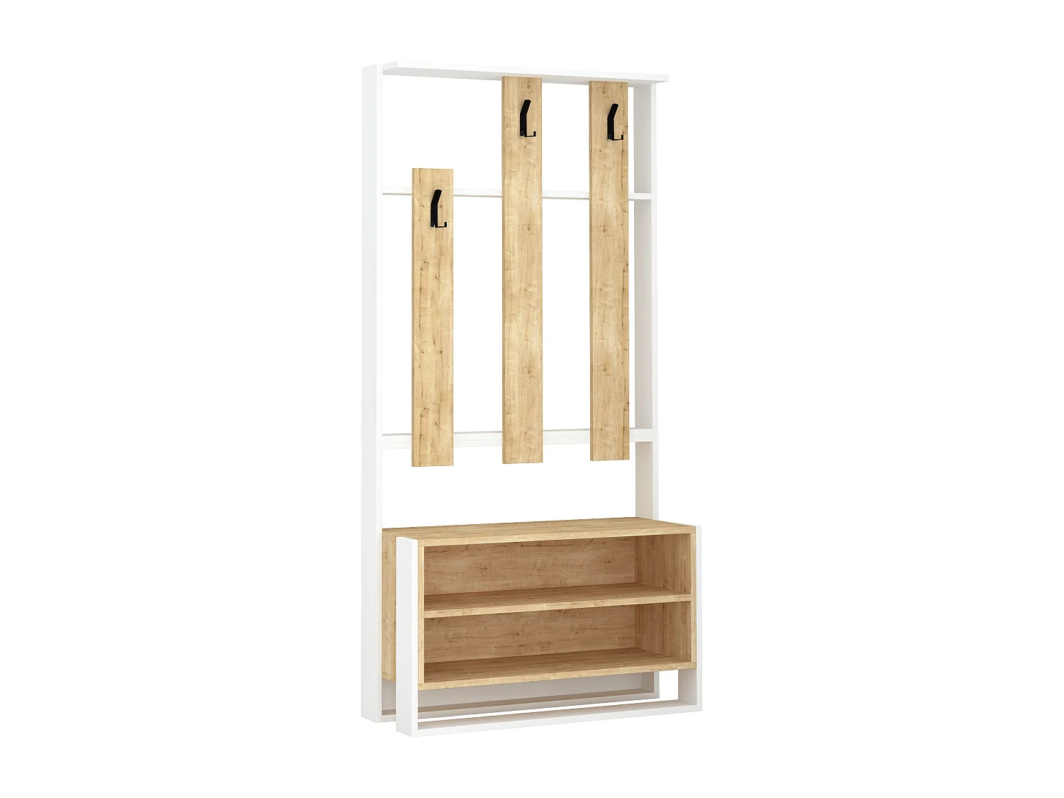 Decortie Blanc 36x90x180cm Porte-manteau avec 2 niveaux, panneau de particules, métal, rectangulaire, Chester