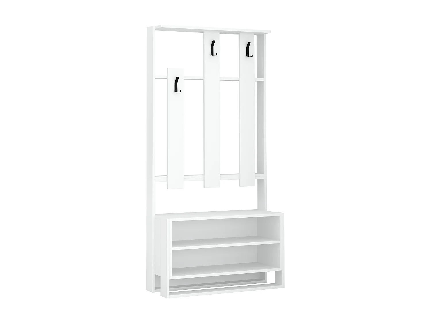 Decortie Blanc 36x90x180cm Porte-manteau avec 2 niveaux, panneau de particules, métal, rectangulaire, Chester